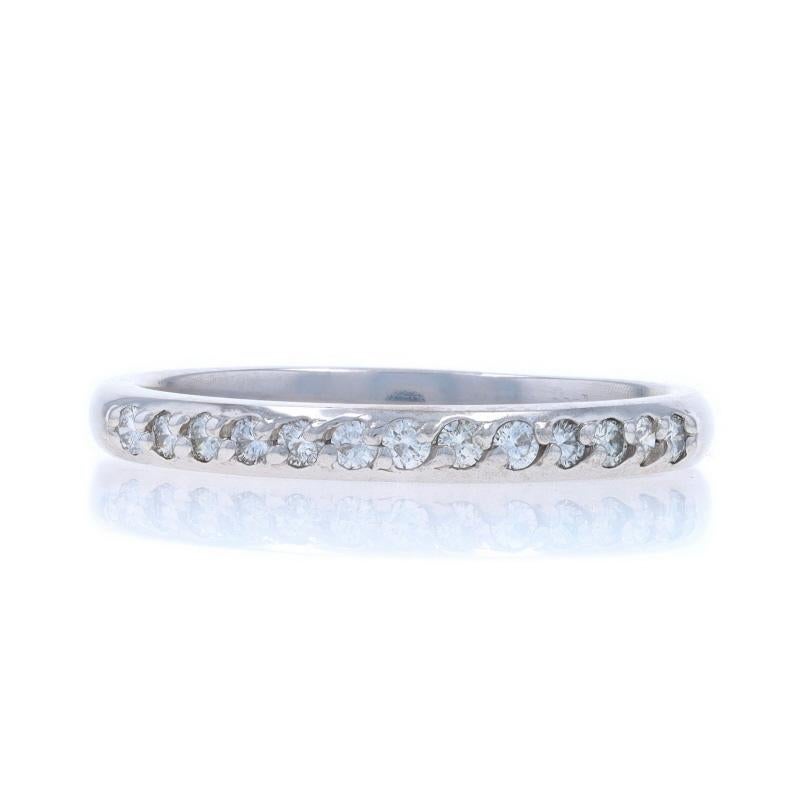 Size: 8 1/2
Sizing Fee: Up 2 sizes for $40 or Down 1 size for $40

Metal Content: 14k White Gold

Stone Information

Natural Diamonds
Carat(s): .26ctw
Cut: Round Brilliant
Color: I - J
Clarity: VS1 - VS2

Total Carats: .26ctw

Style: Wedding Band