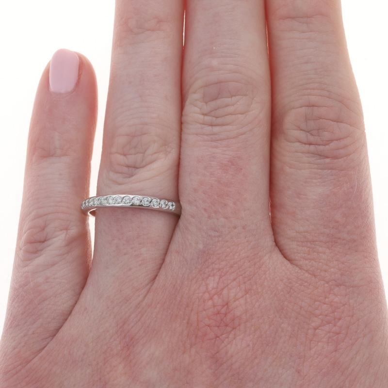 Round Cut White Gold Diamond Band - 14k Round Brilliant .26ctw Ring For Sale