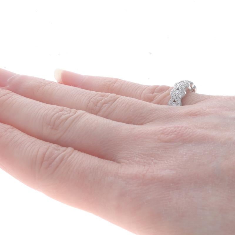 Women's White Gold Diamond Band 14k Round Brilliant .65ctw Scallop Wave Five-Stone Ring For Sale