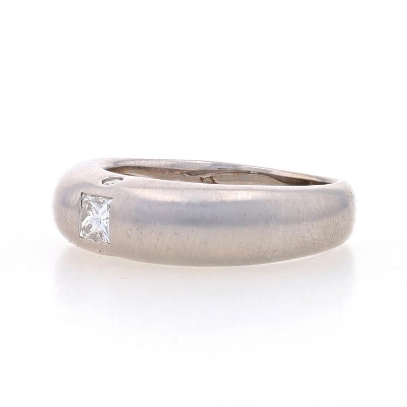 Women's or Men's White Gold Diamond Band - 18k Princess Cut .23ctw Wedding Ring Size 6 1/2 For Sale