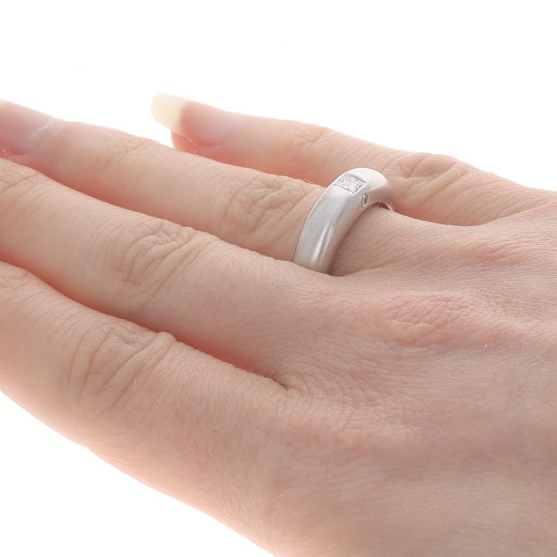 White Gold Diamond Band - 18k Princess Cut .23ctw Wedding Ring Size 6 1/2 For Sale 1