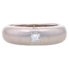 Vintage White Gold Diamond Band - 18k Princess Cut .23ctw Wedding Ring Size 6 1/2