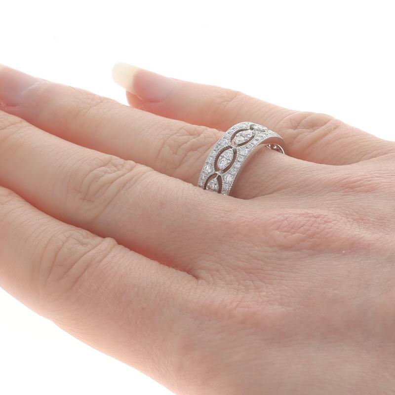 Round Cut White Gold Diamond Band - 18k Round Brilliant 1.00ctw Milgrain Wedding Ring