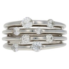 White Gold Diamond Band Ring, 14 Karat Round Brilliant Cut .75 Carat Tapered White Gold Diamond Band Ring, 14 Karat Round Brilliant Cut .75 Carat Tapered