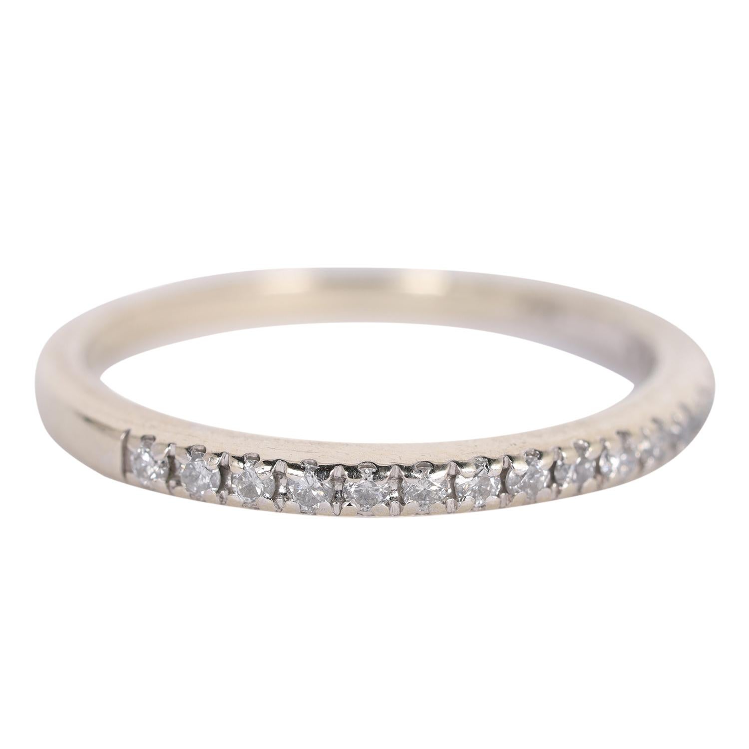 Round Cut White Gold Diamond Band Ring 5.25 For Sale