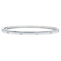 White Gold Diamond Bangle Bracelet 6 1/2" - 14k Round Brilliant .30ctw