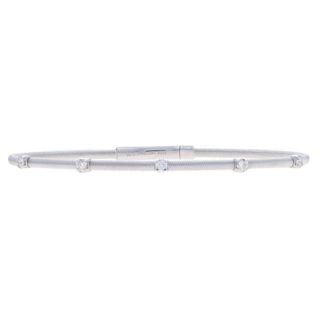 Weißgold Diamant-Armreif 7" 14k Runde Brillant .25ctw Flex Fünf Stein im Angebot