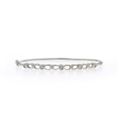 White Gold Diamond Bangle Bracelet 7" - 14k Round Brilliant .25ctw