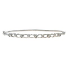 White Gold Diamond Bangle Bracelet 7" - 14k Round Brilliant .25ctw