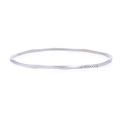 White Gold Diamond Bangle Bracelet 7 3/4" - 18k Round .25ctw Brushed Milgrain