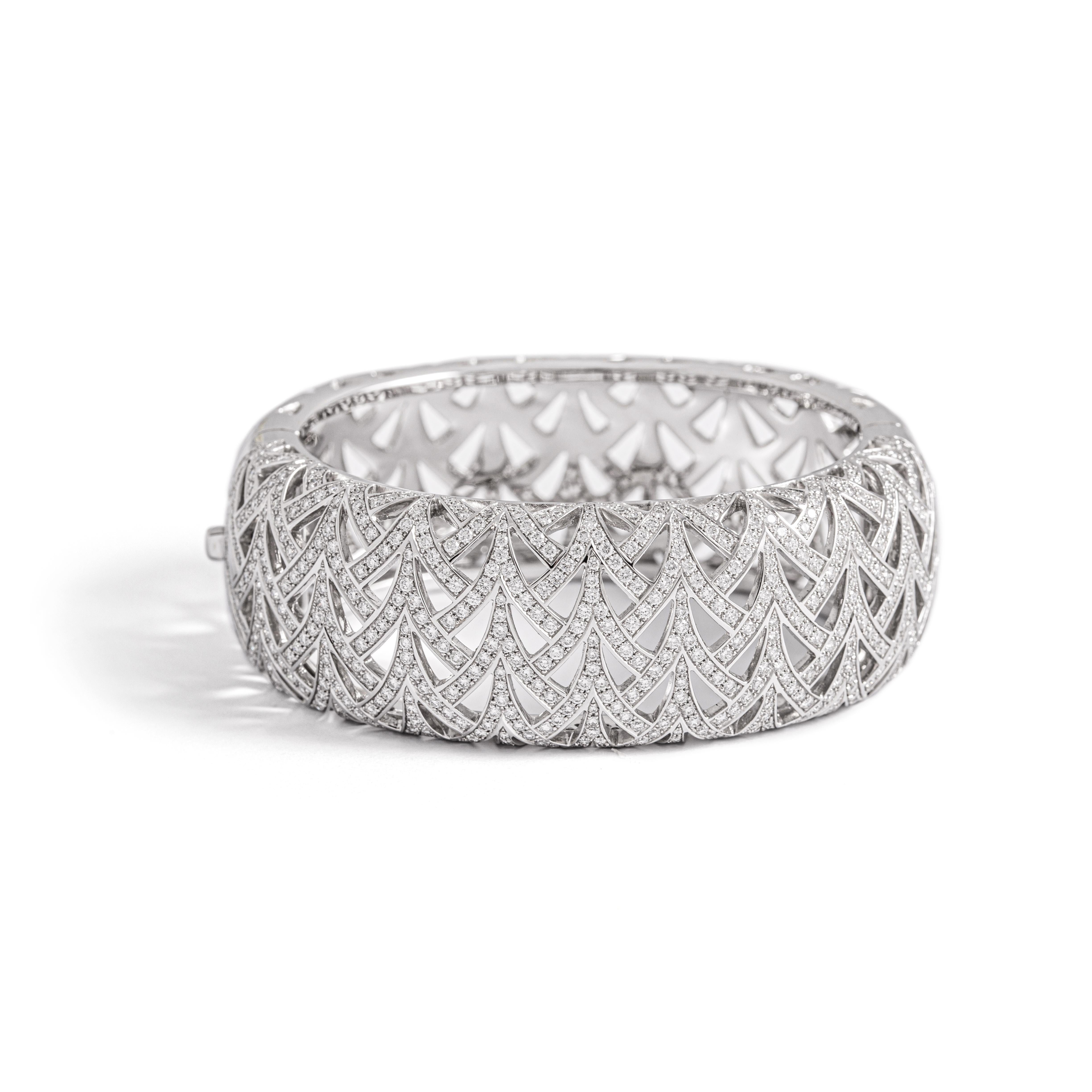 Contemporary White Gold Diamond Bangle For Sale