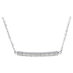 White Gold Diamond Bar Necklace, 14k Round Brilliant .16 Carat Adjustable Length