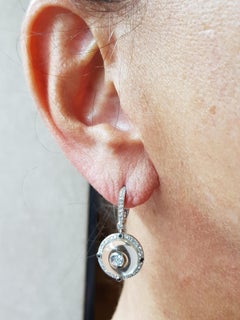 White Gold Diamond, Black Diamond  Rock Crystal Earrings