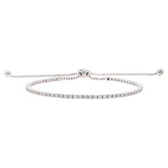 White Gold Diamond Bolo Bracelet - 14k Round Brilliant 1.42ctw Adjustable