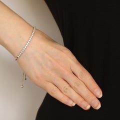 White Gold Diamond Bolo Bracelet, 14k Round Brilliant 1.70ctw Adjustable Length