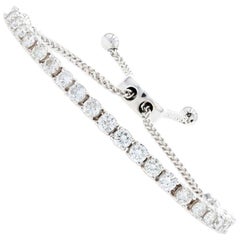 White Gold Diamond Bolo Bracelet, 14k Round Brilliant 1.70ctw Adjustable Length