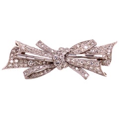 White Gold Diamond Bow Brooch