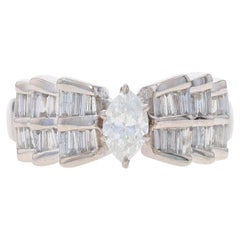 Verlobungsring aus Weißgold mit Diamantschleife - 14k Marquise 1,00ctw