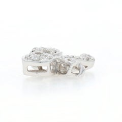 White Gold Diamond Bow Slide Pendant - 14k Round Brilliant .15ctw Tied Ribbon