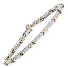White Gold Diamond Bracelet, 10 Karat Round Brilliant Cut .50 Carat Link