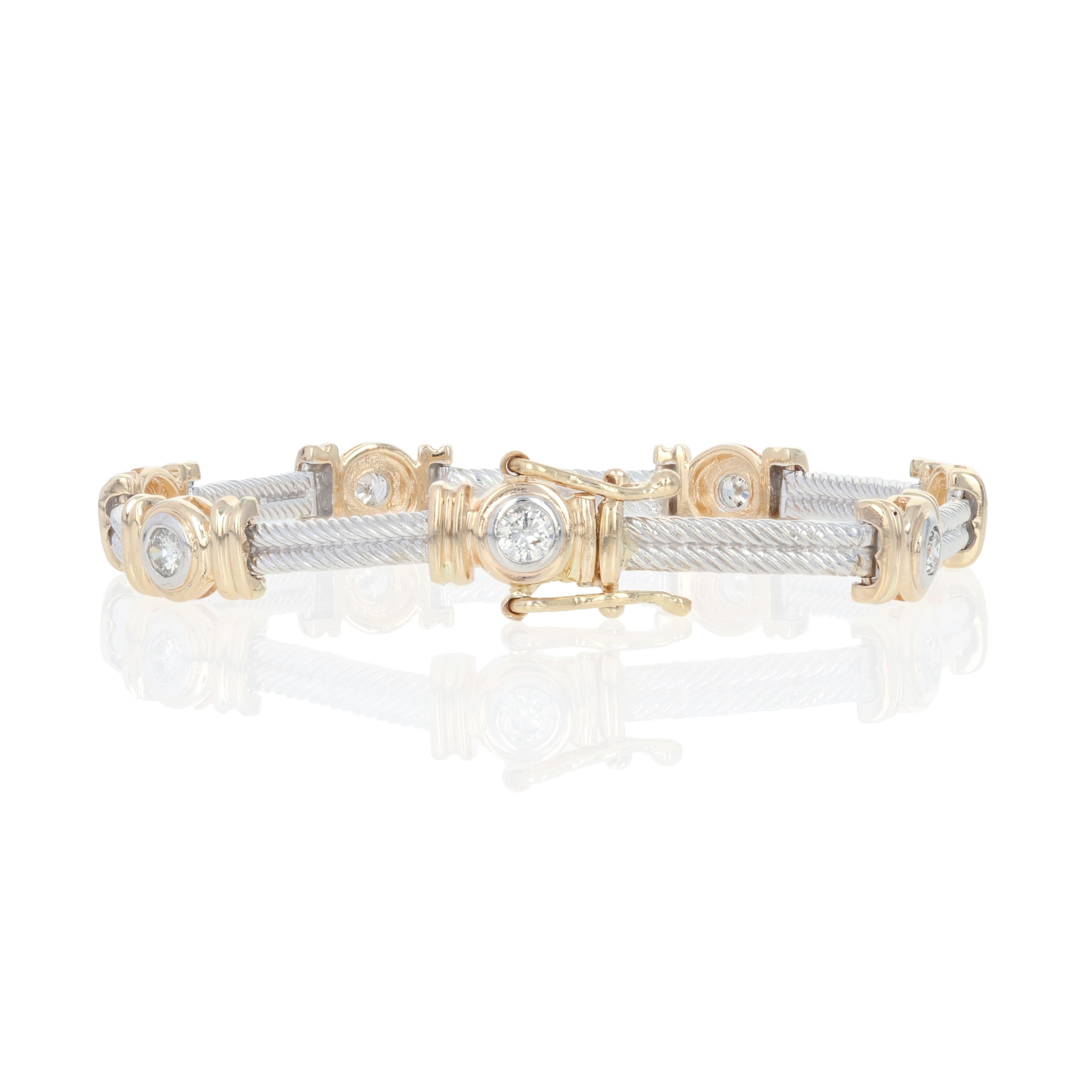 White Gold Diamond Bracelet, 14 Karat Round Brilliant Cut 1.12 Carat Link In Excellent Condition In Greensboro, NC
