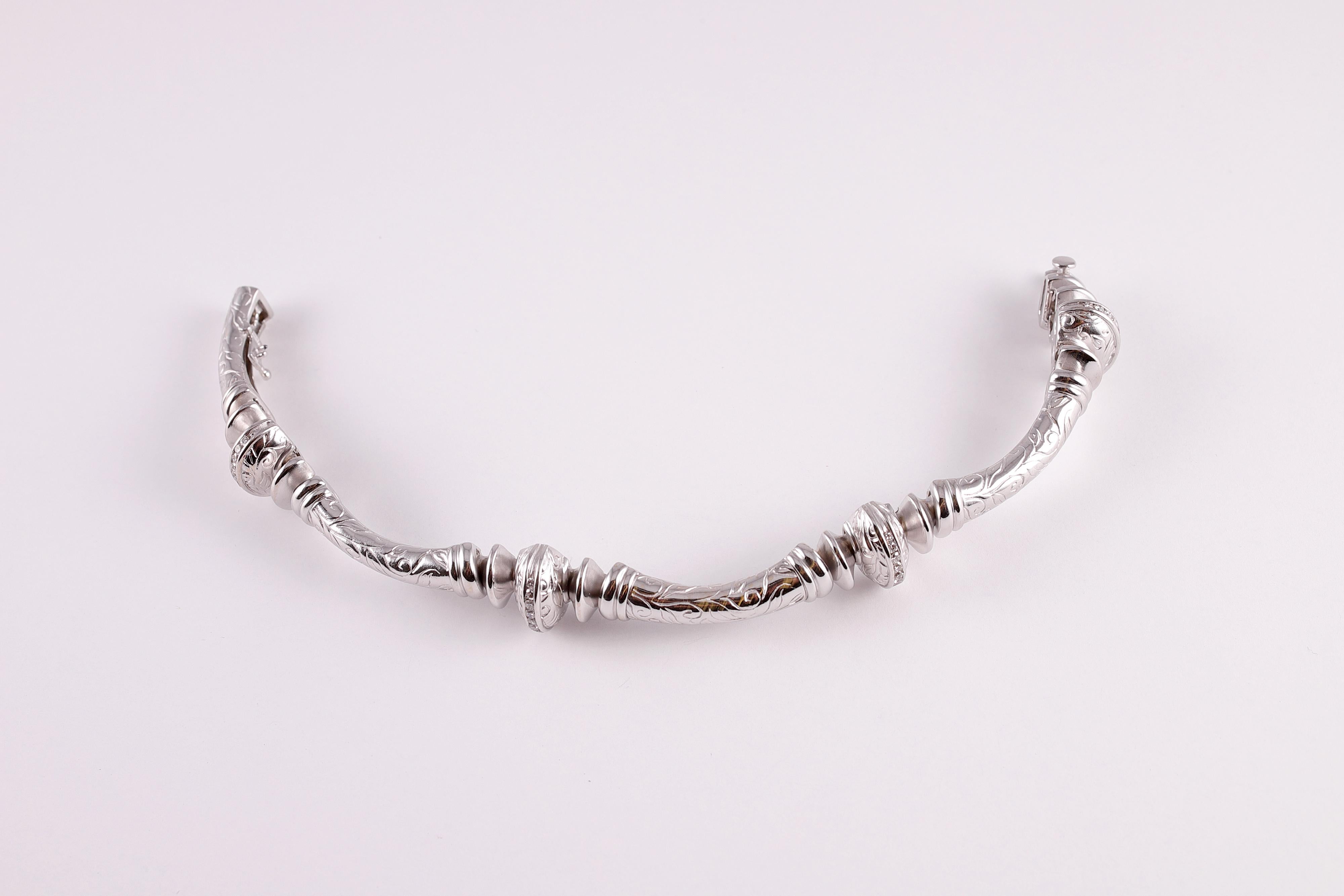 White Gold Diamond Bracelet by Seidengang from the Laurel Collection In Good Condition In Dallas, TX