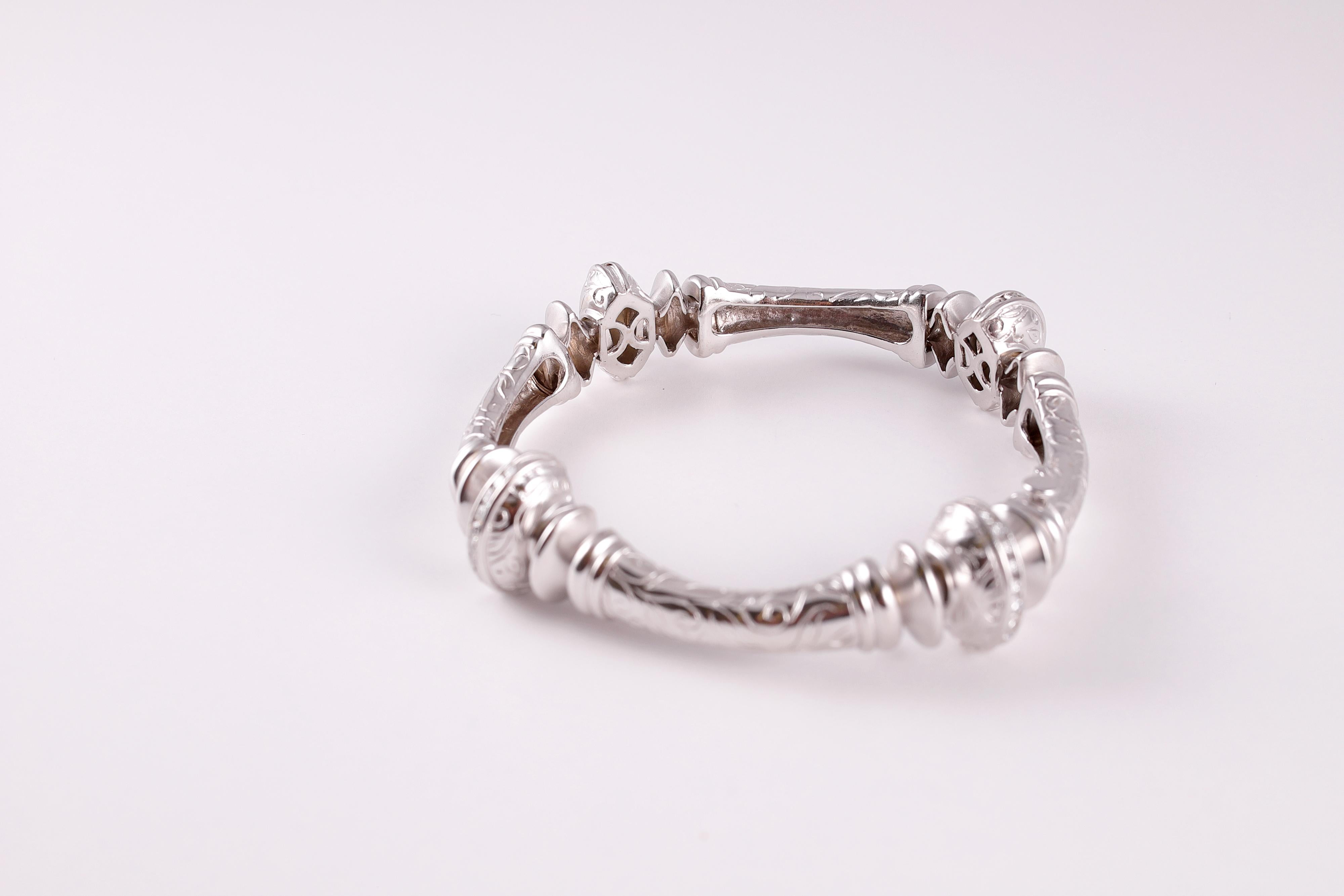 Women's or Men's White Gold Diamond Bracelet by Seidengang from the Laurel Collection