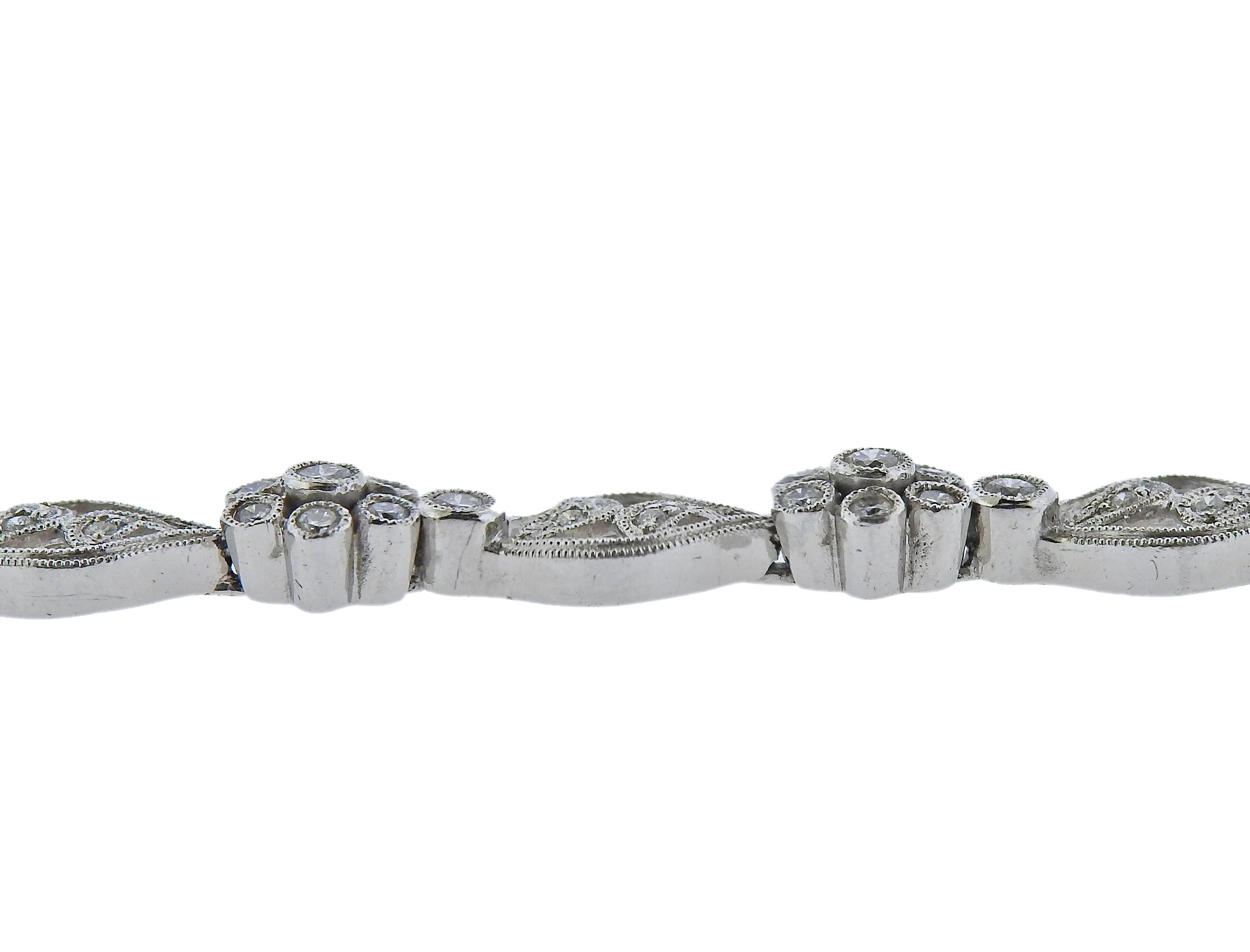 Round Cut White Gold Diamond Bracelet For Sale