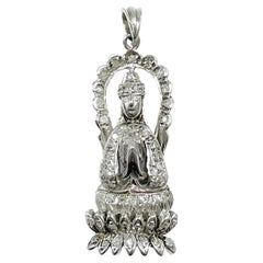 Vintage White Gold Diamond Buddha Pendant 