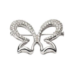 White Gold Diamond Butterfly Brooch 1.00 Carat