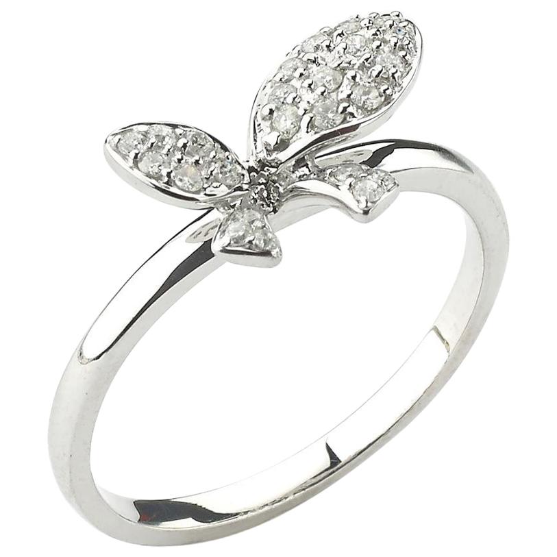 White Gold Diamond Butterfly Ring For Sale