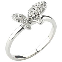 Bague papillon en or blanc et diamants