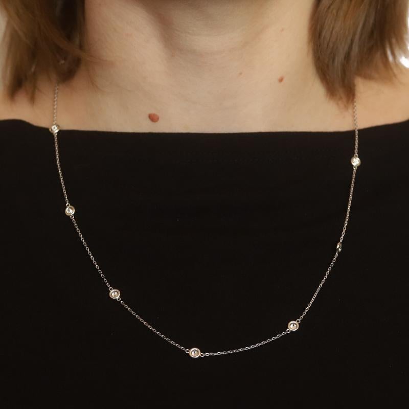 Halskette aus Weißgold mit Diamanten pro Yard - 14k rundem Brillanten 2,00ctw Verstellbar (Rundschliff) im Angebot