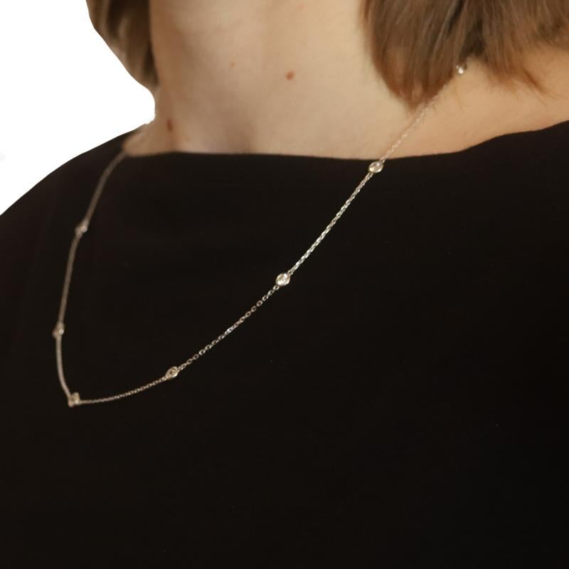 Halskette aus Weißgold mit Diamanten pro Yard - 14k rundem Brillanten 2,00ctw Verstellbar im Zustand „Neu“ im Angebot in Greensboro, NC