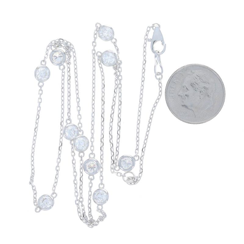 Halskette aus Weißgold mit Diamanten pro Yard - 14k rundem Brillanten 2,00ctw Verstellbar Damen im Angebot
