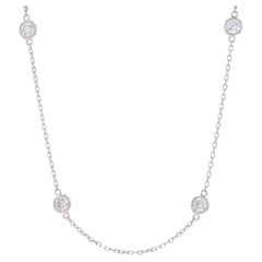 Collana con diamanti in oro bianco - 14k Brilliante rotondo 2,00ctw regolabile