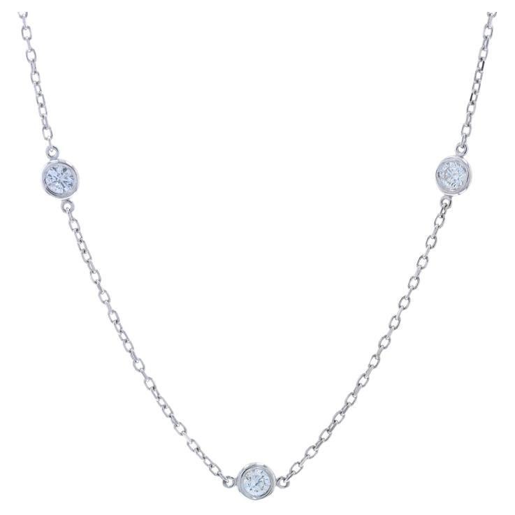 Collier en or blanc avec diamants à l'unité 18" 14k Round Brilliant 1.07ctw en vente