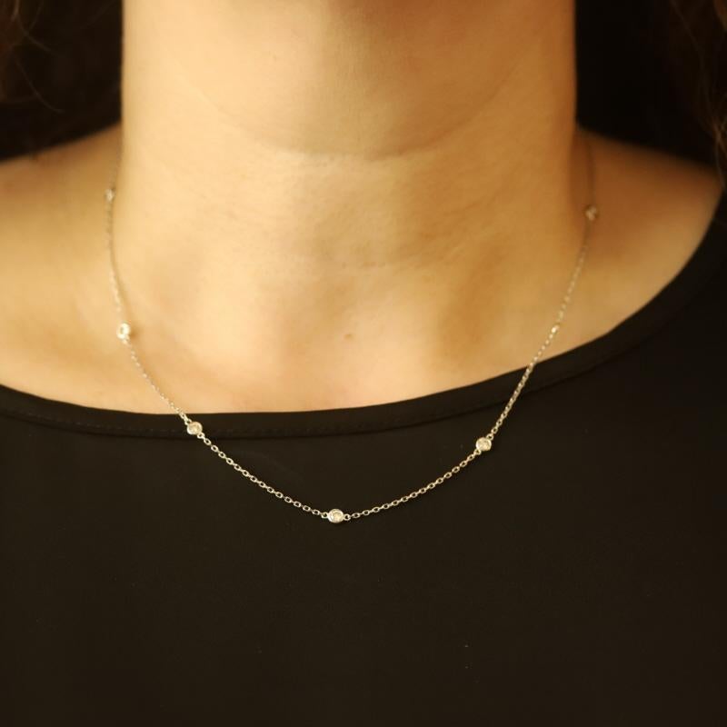 Taglio rotondo Collana di diamanti in oro bianco da 18