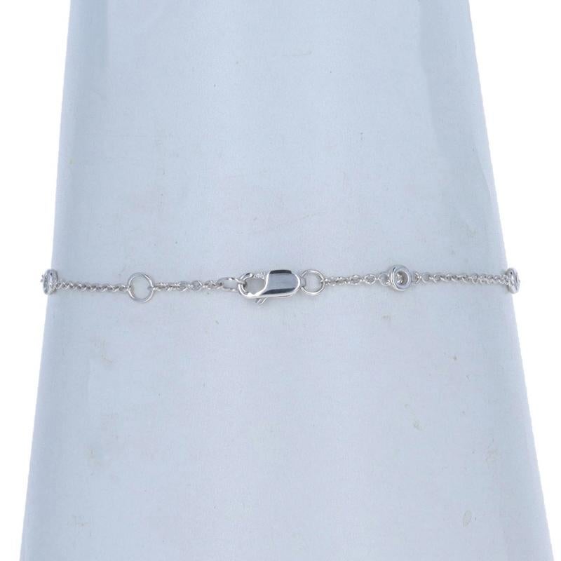 White Gold Diamond by the Yard Station Bracelet - 14k Round .18ctw Adjustable In New Condition For Sale In Greensboro, NC