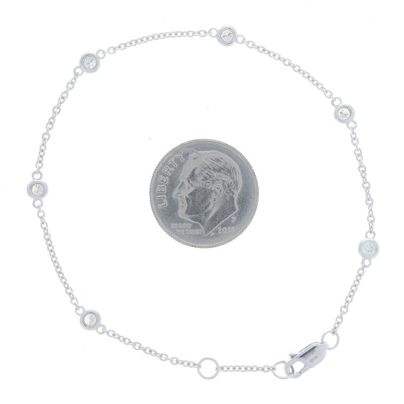 Women's White Gold Diamond by the Yard Station Bracelet - 14k Round .18ctw Adjustable For Sale