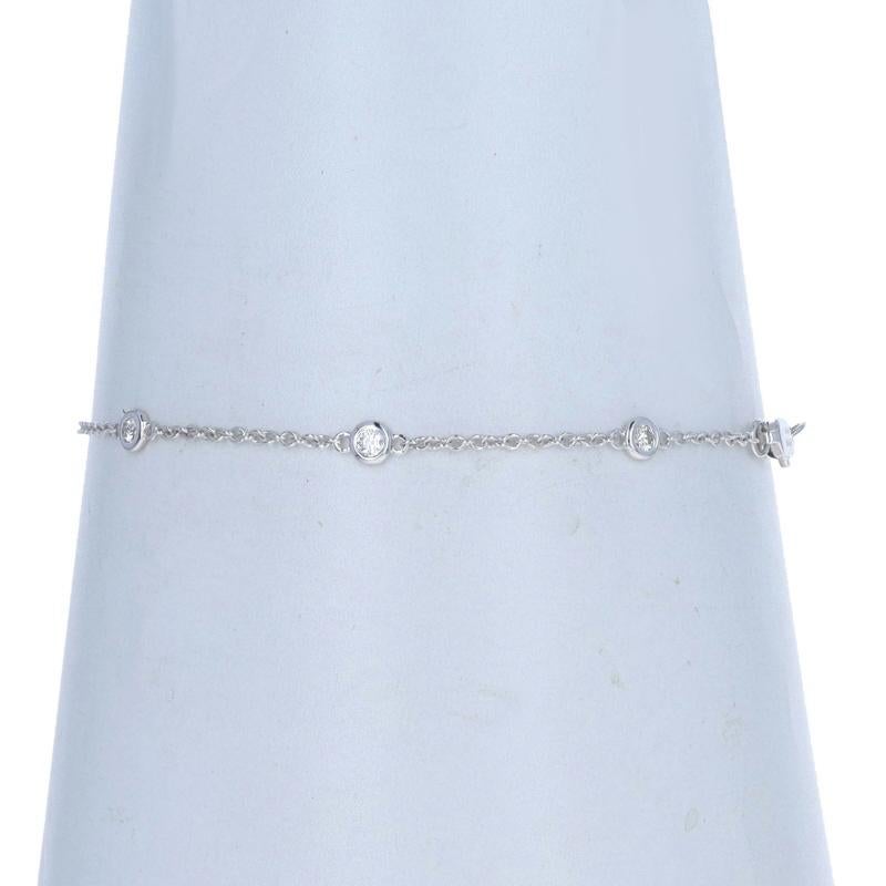 Round Cut White Gold Diamond by the Yard Station Bracelet - 14k Round .27ctw Adjustable For Sale