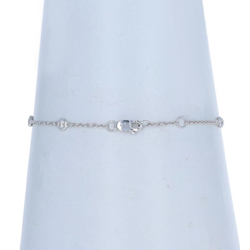 White Gold Diamond by the Yard Station Bracelet - 14k Round .27ctw Adjustable In New Condition For Sale In Greensboro, NC