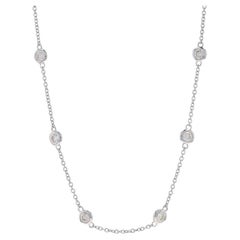 White Gold Diamond by the Yard Station Necklace - 14k Round .57ctw Adjustable
