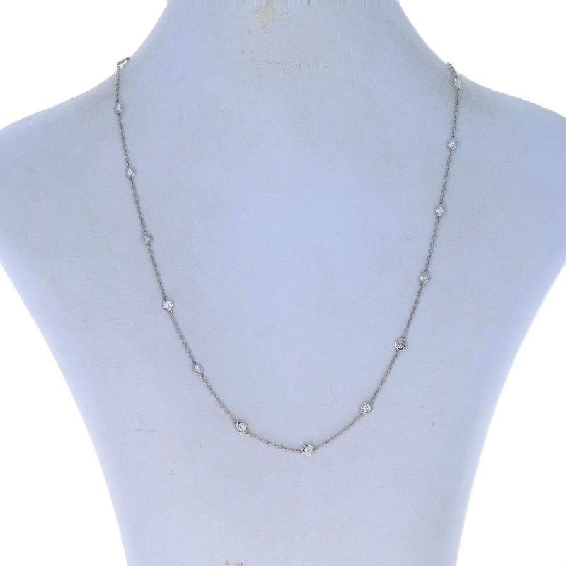 Contenuto del metallo: Oro bianco 14k

Informazioni sulla pietra: 
Diamanti naturali
Carati totali: 1,38ctw 
Taglio: Rotondo brillante 
Colore: G - H   
Chiarezza: VS1 - VS2 

Stile della catena: Cavo
Stile della collana: Catena a stazioni con