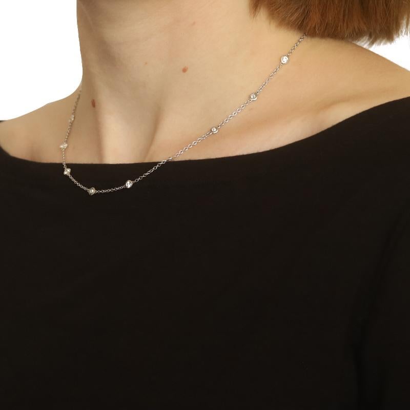 White Gold Diamond by the Yard Station Necklace 17 1/2