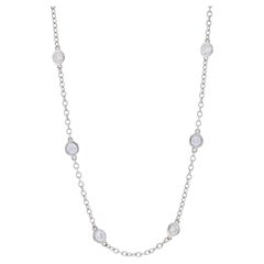 White Gold Diamond by the Yard Station Necklace 17 1/2" -14k Round 1.38ctw Cable