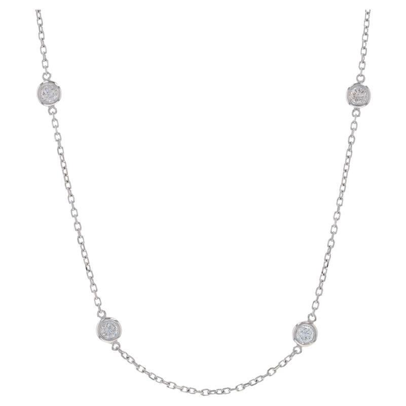 White Gold Diamond by the Yard Station Necklace 17 3/4" - 14k Round 1.00ctw For Sale