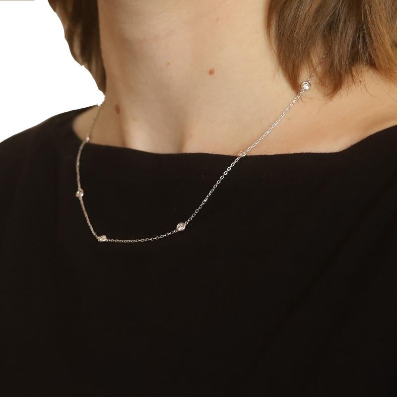 De las mujeres Collar Estación de Diamantes de Oro Blanco 18
