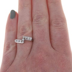 White Gold Diamond Bypass Band - 14k Single Ring