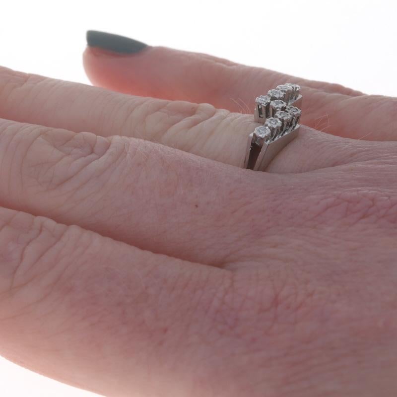 Fascia bypass con diamanti in oro bianco - Anello singolo 14k In condizioni ottime in vendita a Greensboro, NC